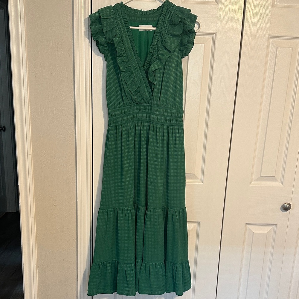 Greylin Emerald Ruffle Maxi Dress